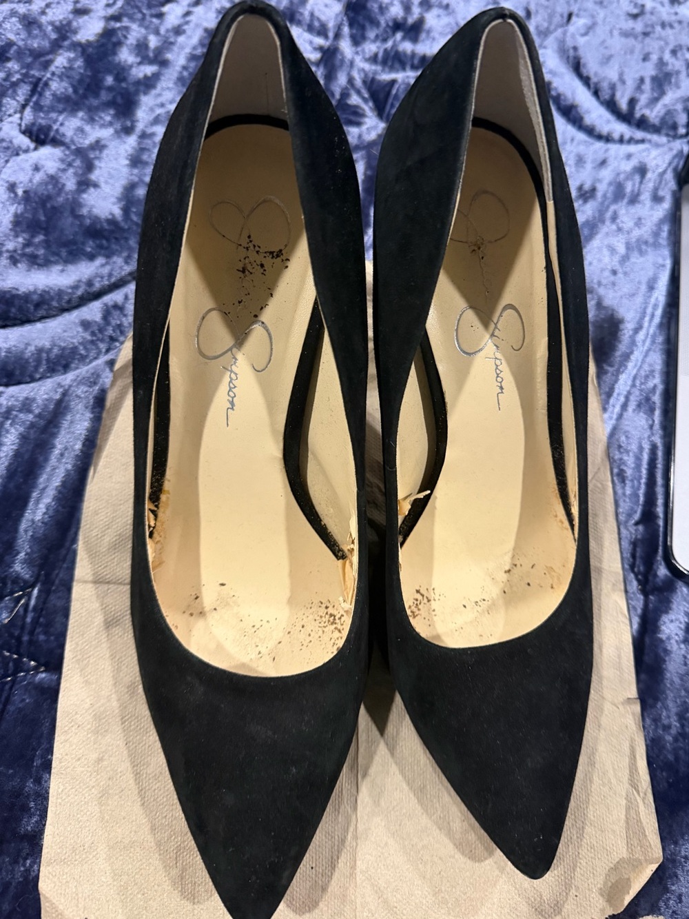 Jessica Simpson Black Pointed-Toe Suede Pumps